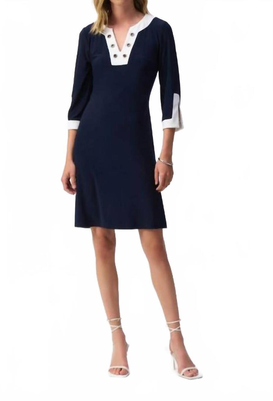 NEW JOSEPH RIBKOFF knee-length a-line dress in navy